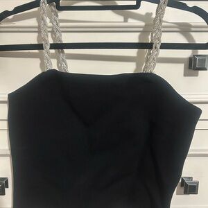 Camila Coelho Braided Rhinestone Spaghetti Strap Top